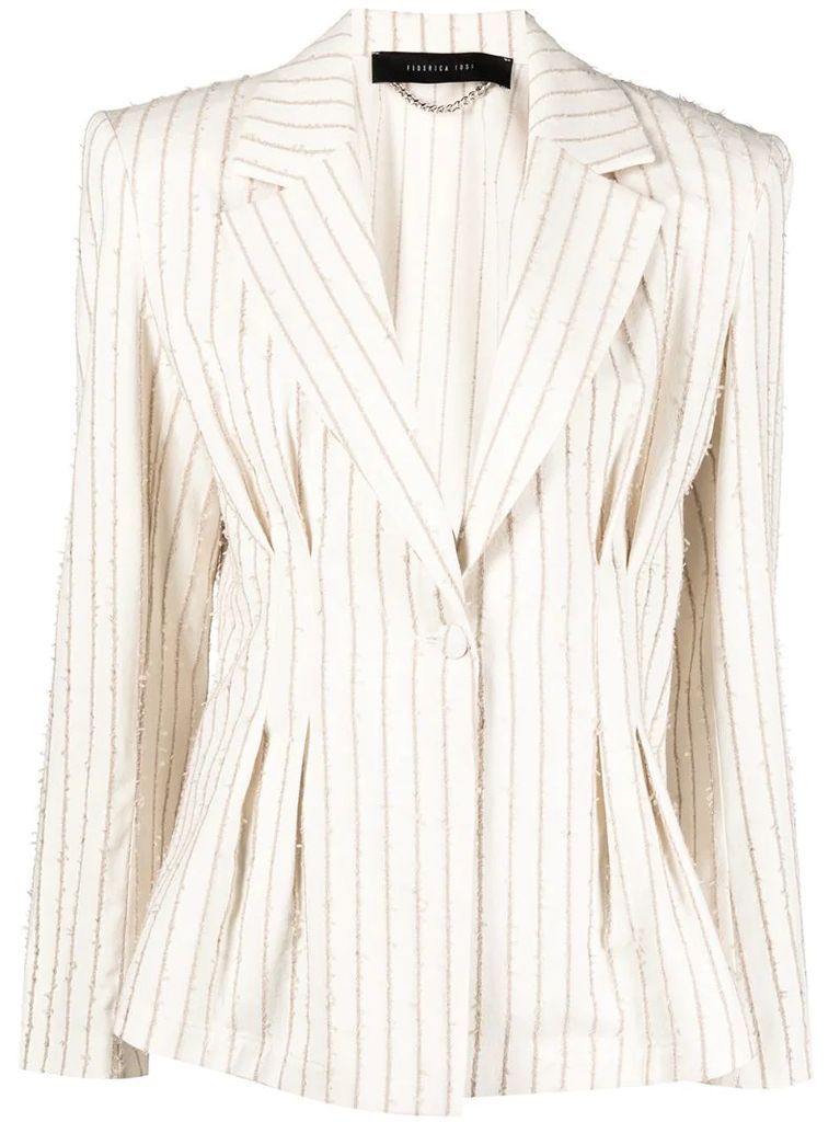 frayed stripes blazer