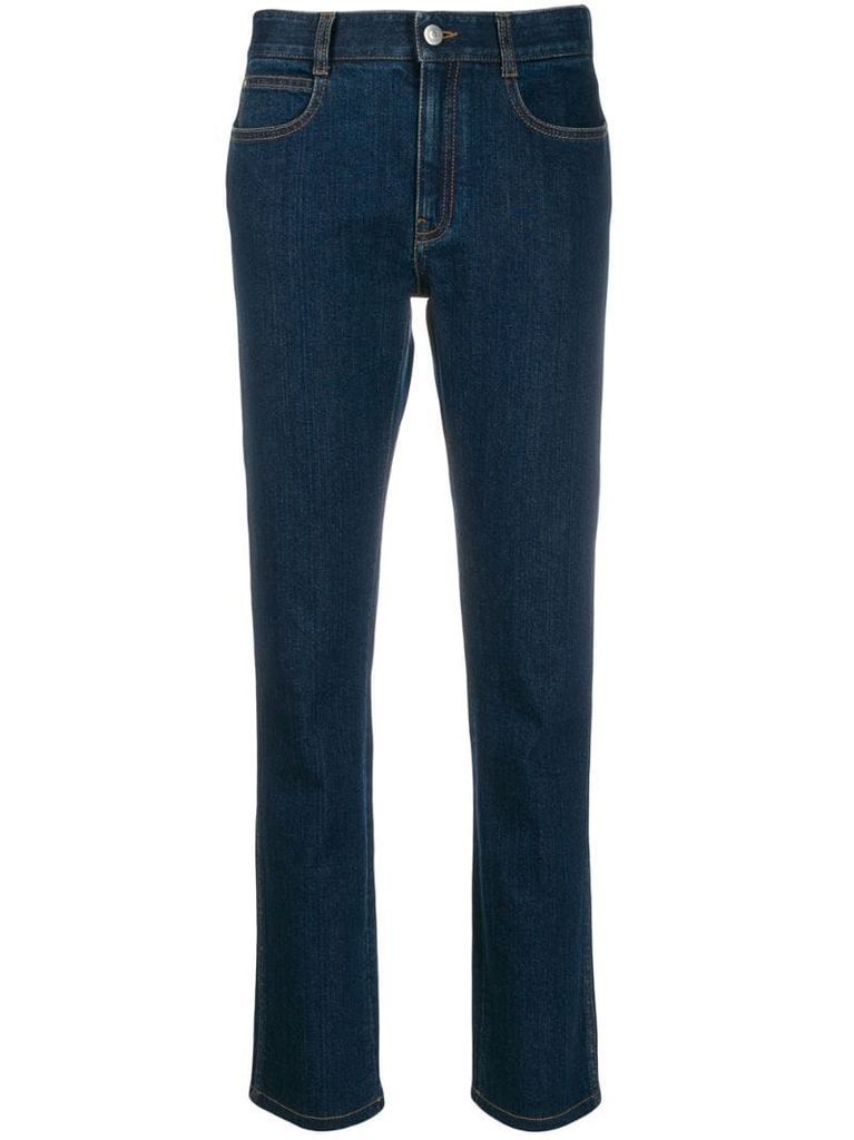 monogram-lining slim-fit jeans