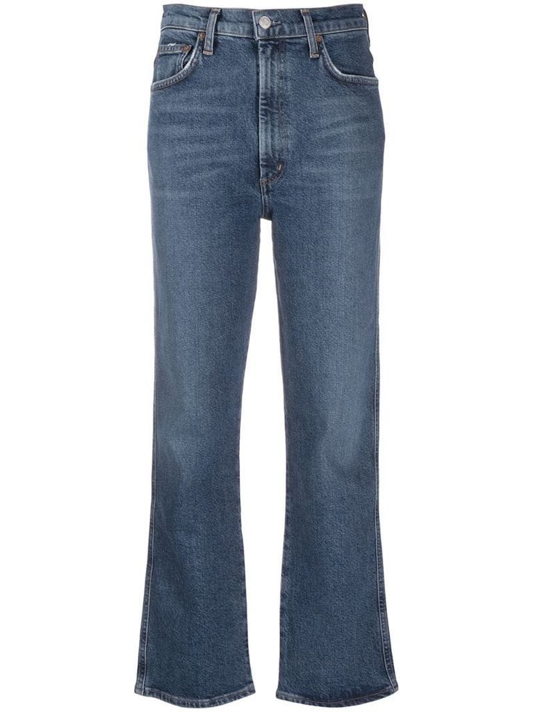high-rise kick-flare jeans