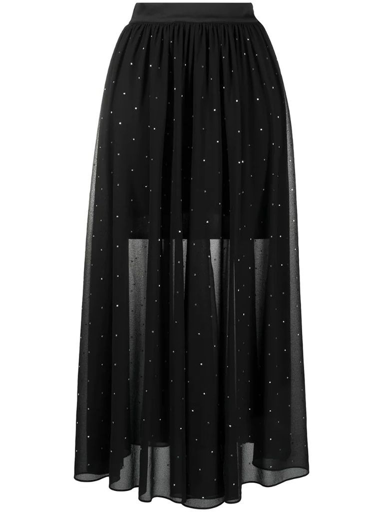 stud embellished high-waisted skirt