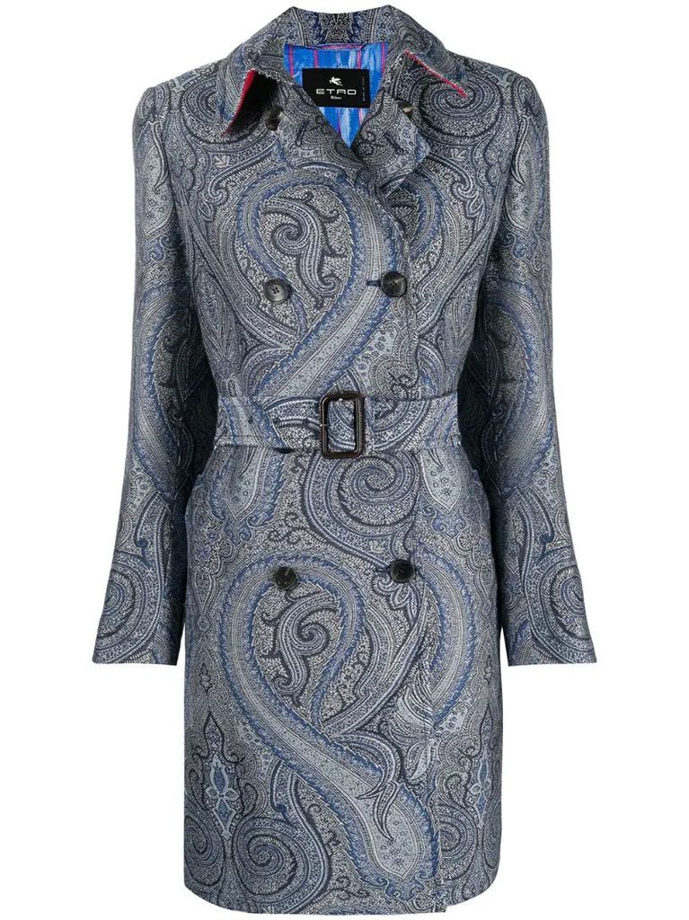 belted paisley coat