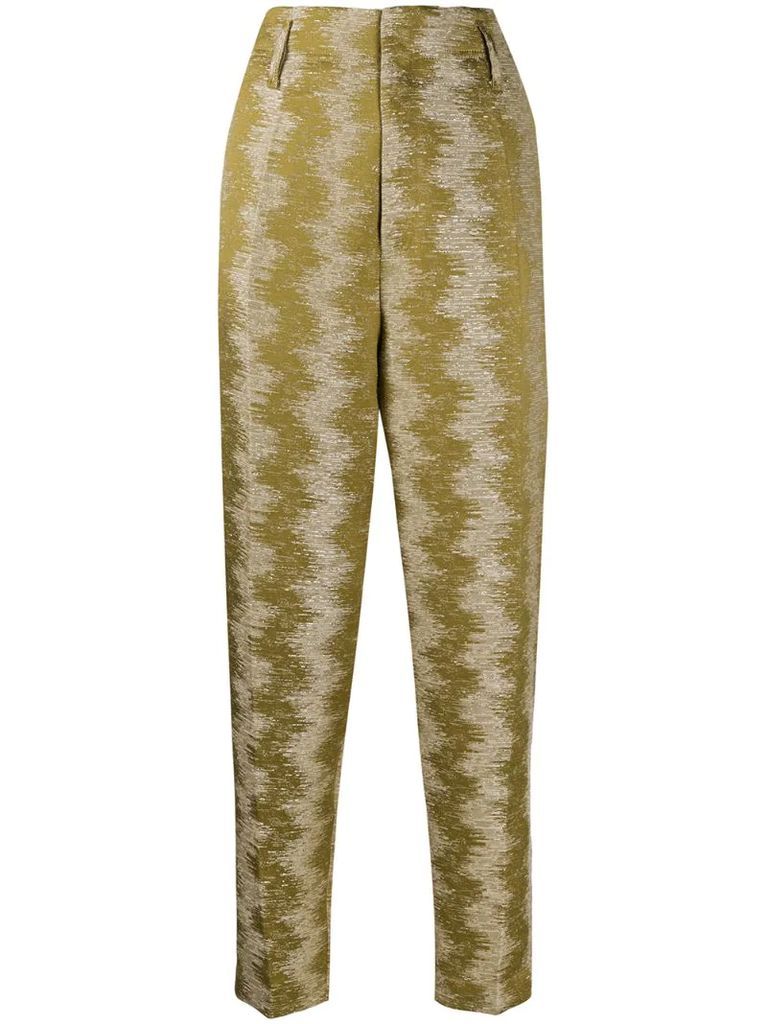 zig-zag print tapered trousers