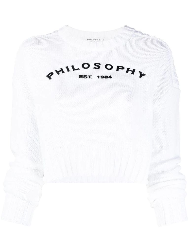 embroidered logo cropped jumper