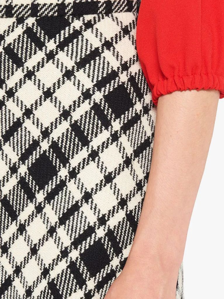 high-waisted tartan skirt