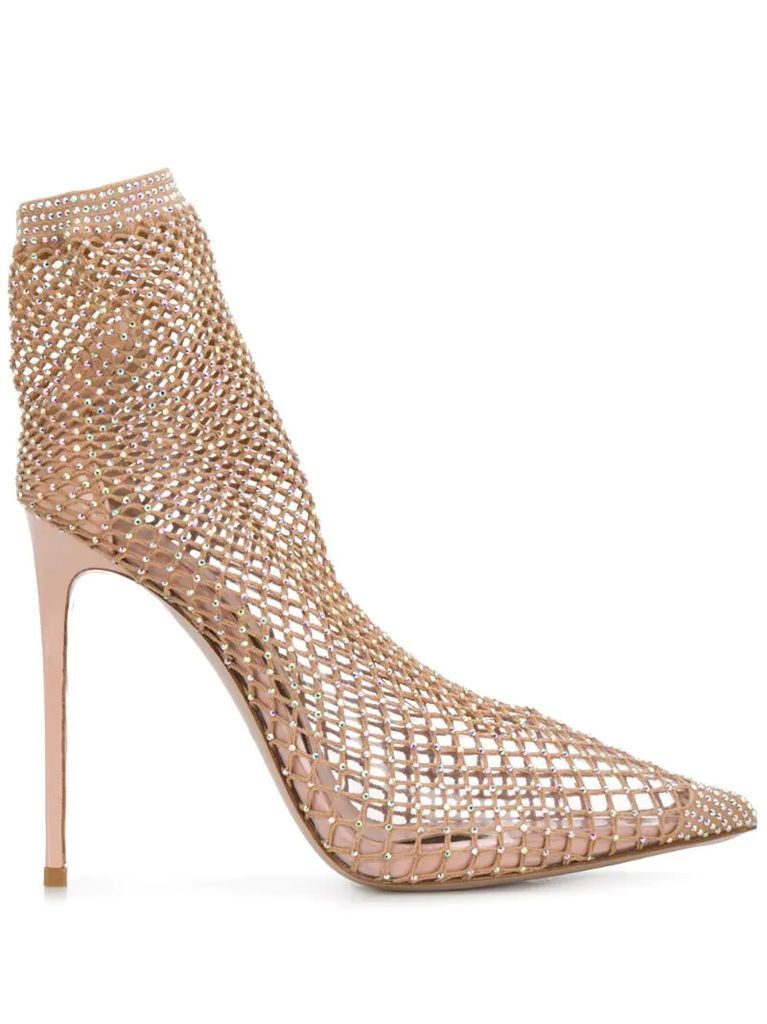 crystal-mesh ankle boots
