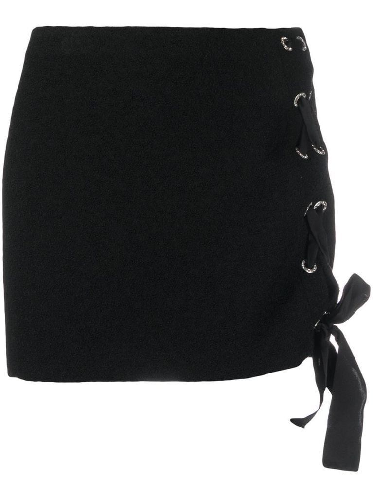 lace-up mini skirt