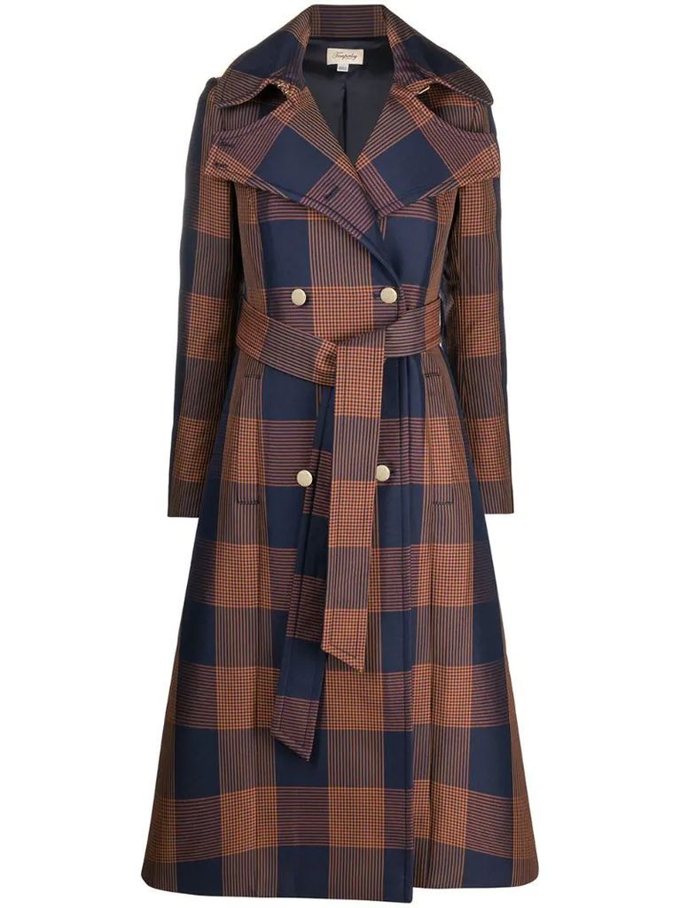 Halcyon checked wool-blend coat