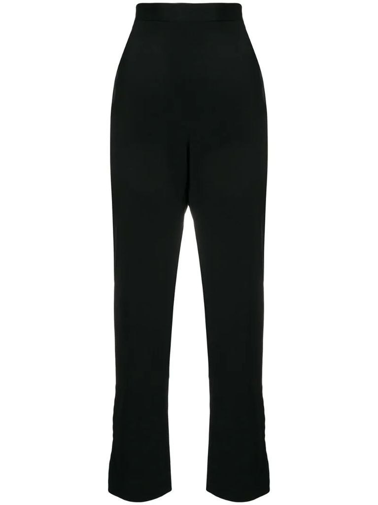 high-waisted cropped trousers