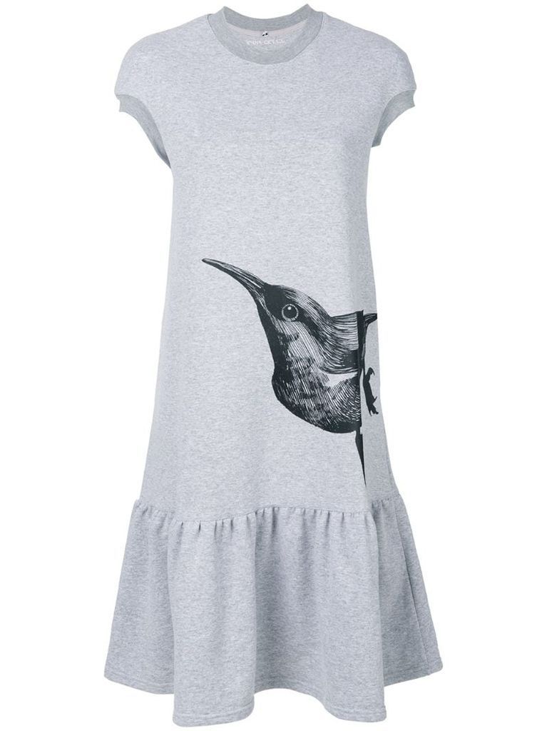 bird print T-shirt dress