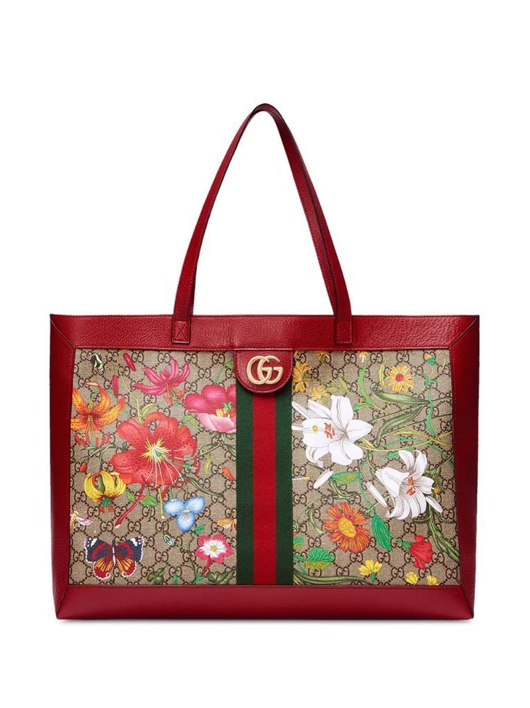 flora print tote bag