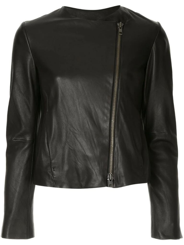 asymmetric leather jacket