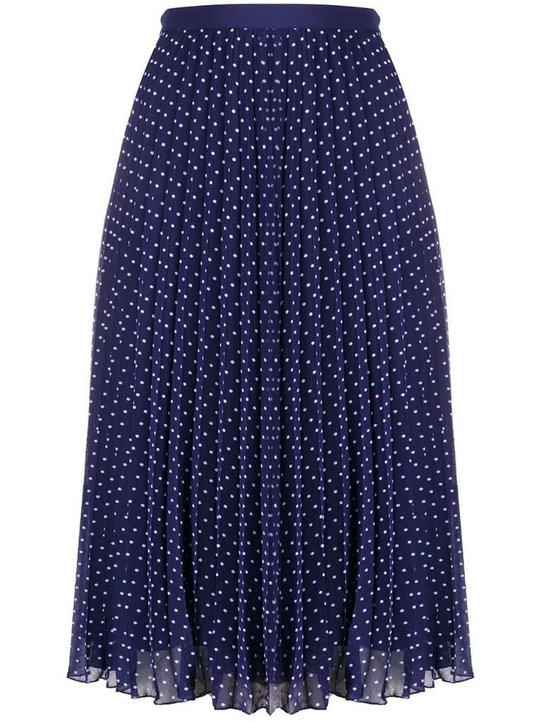 polka-dot pleated skirt