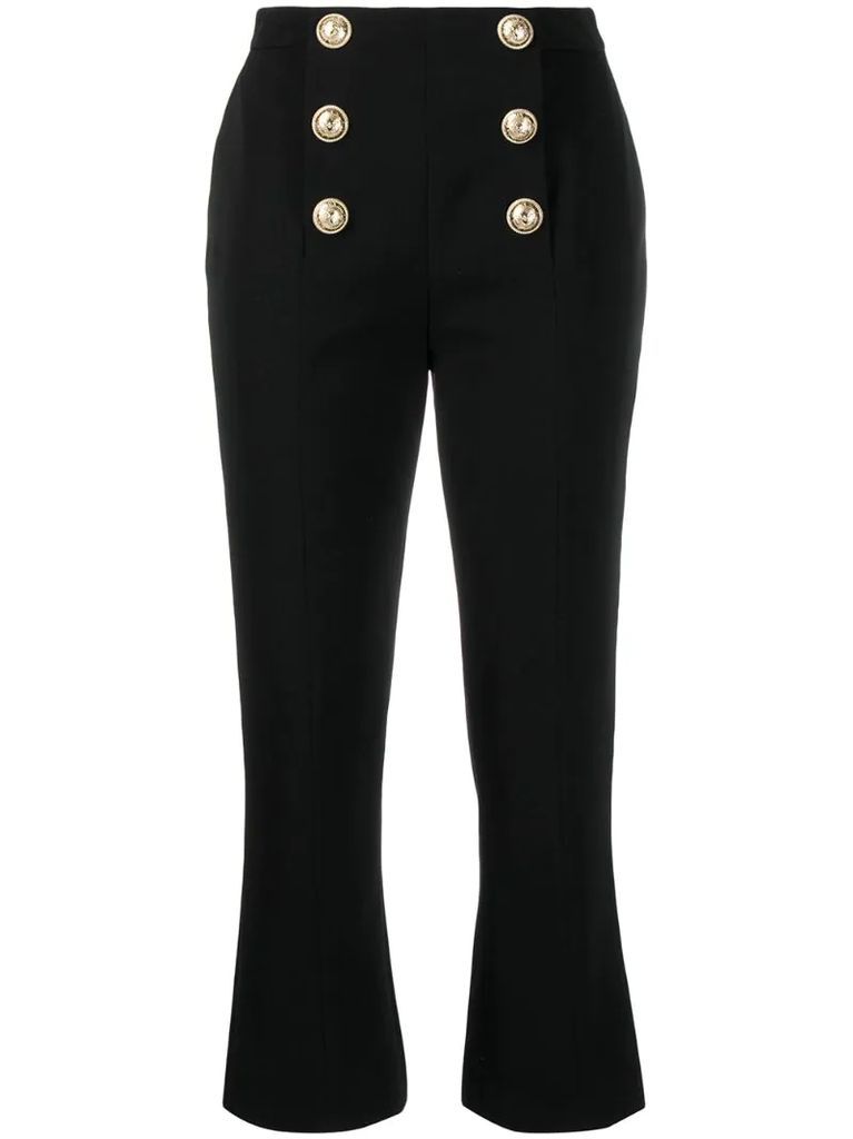 cropped logo button trousers
