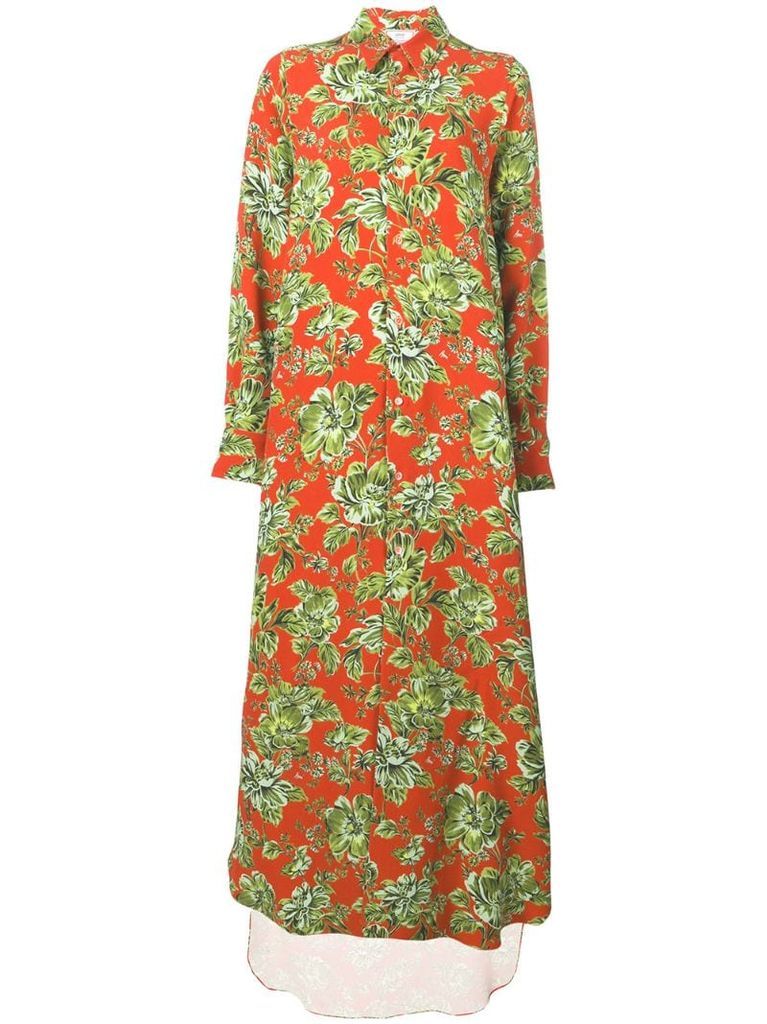 Long Dress Flower Shirt With Long Sleeves