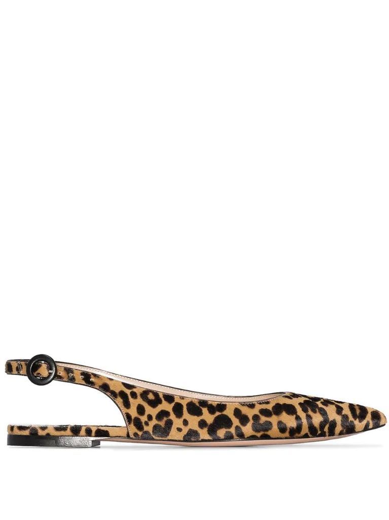 leopard print slingback ballerina shoes