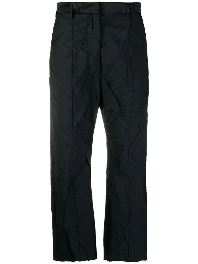 crinkled cropped trousers