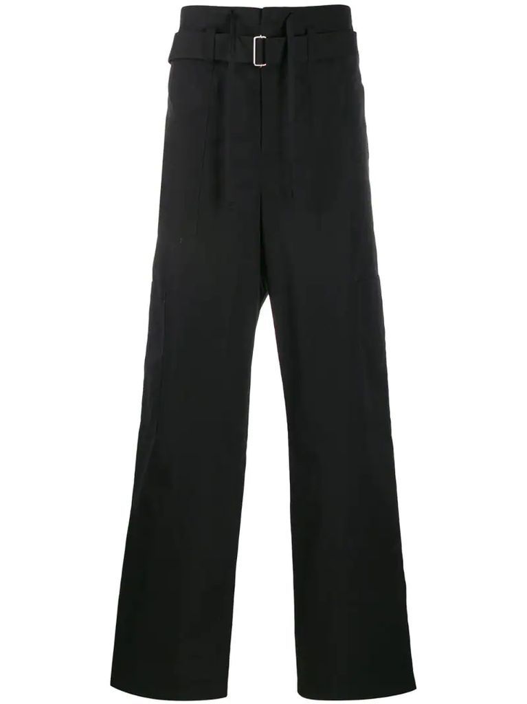 belted straight-leg cargo trousers