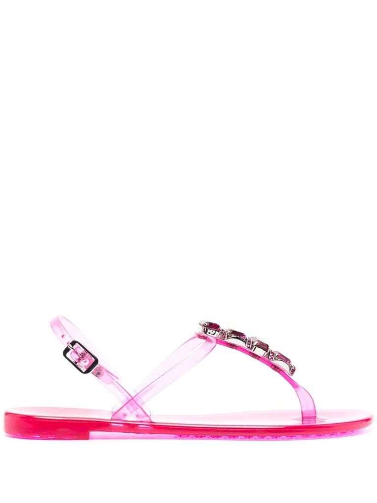 crystal-embellished jelly sandals