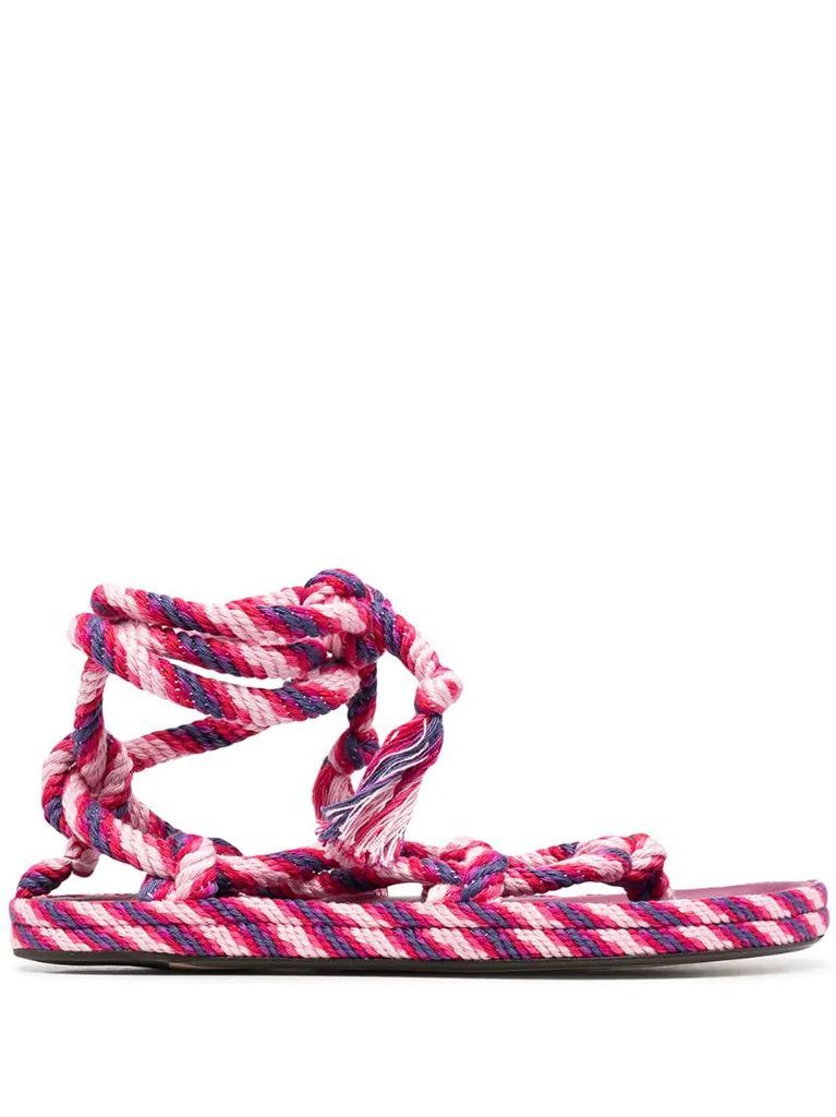 two-tone woven-effect sandals