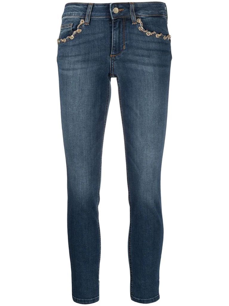 chain-detail skinny jeans