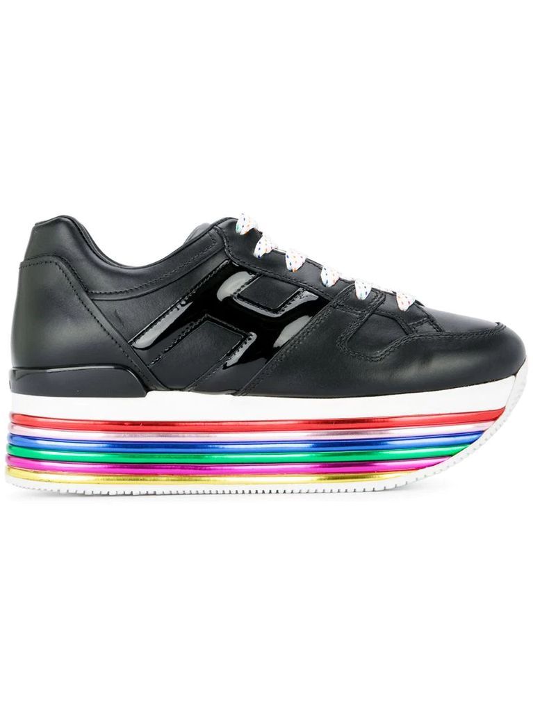 rainbow flatform sole sneakers