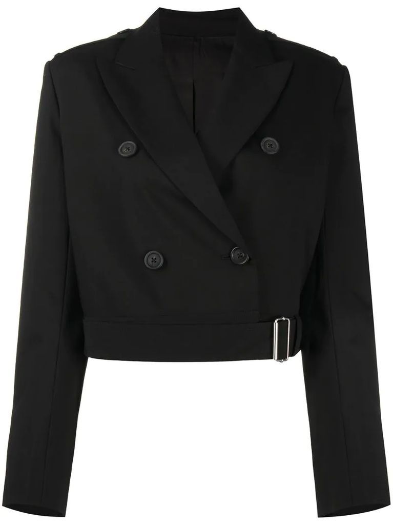 double-breasted cropped wool jacket