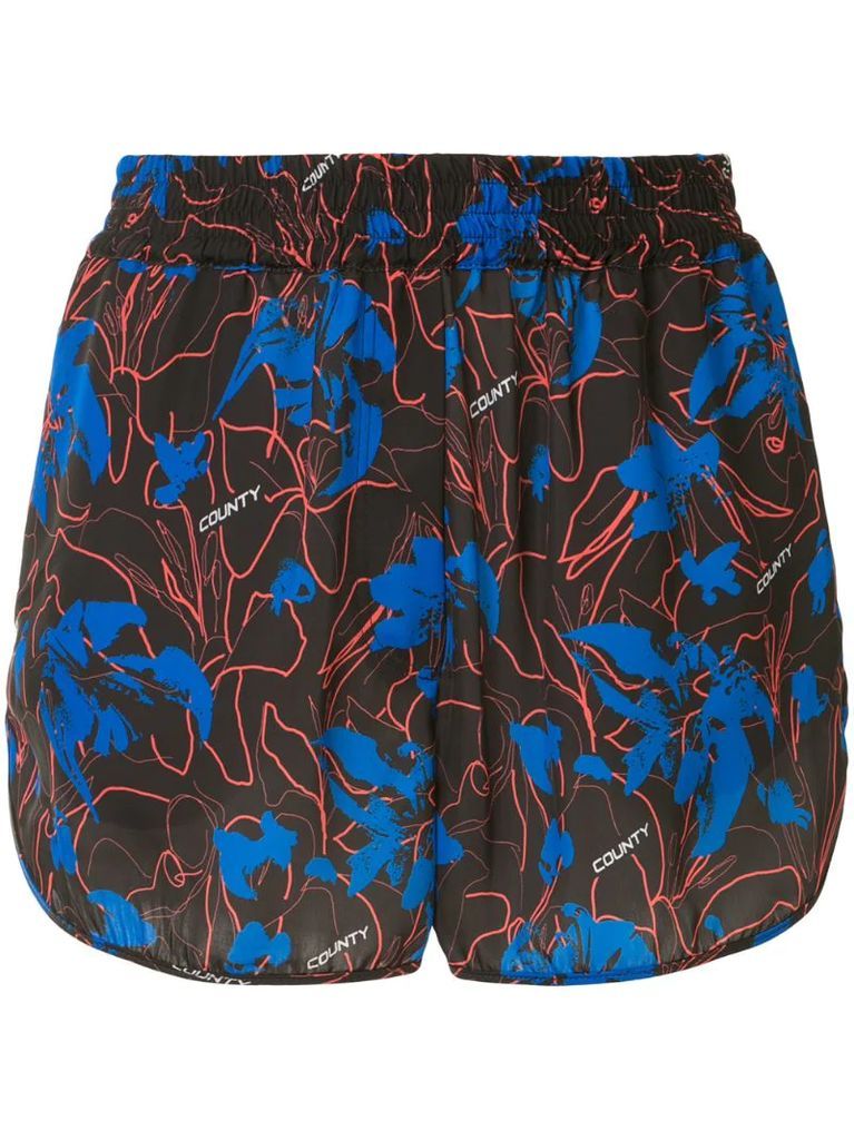 abstract floral-print shorts
