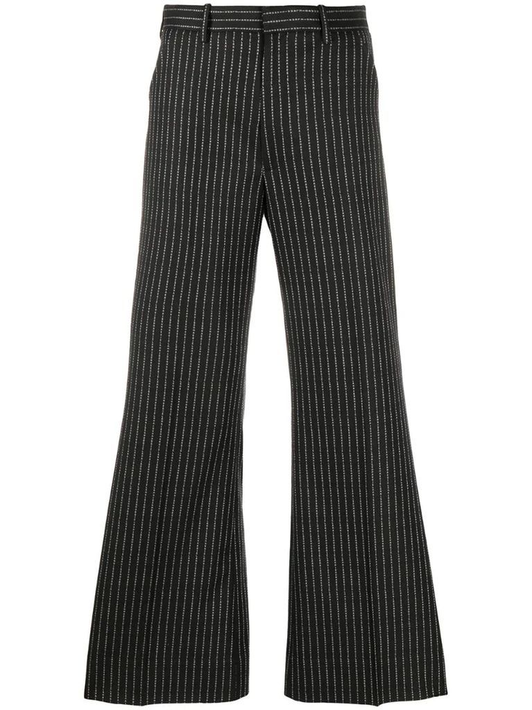 logo pinstripe trousers