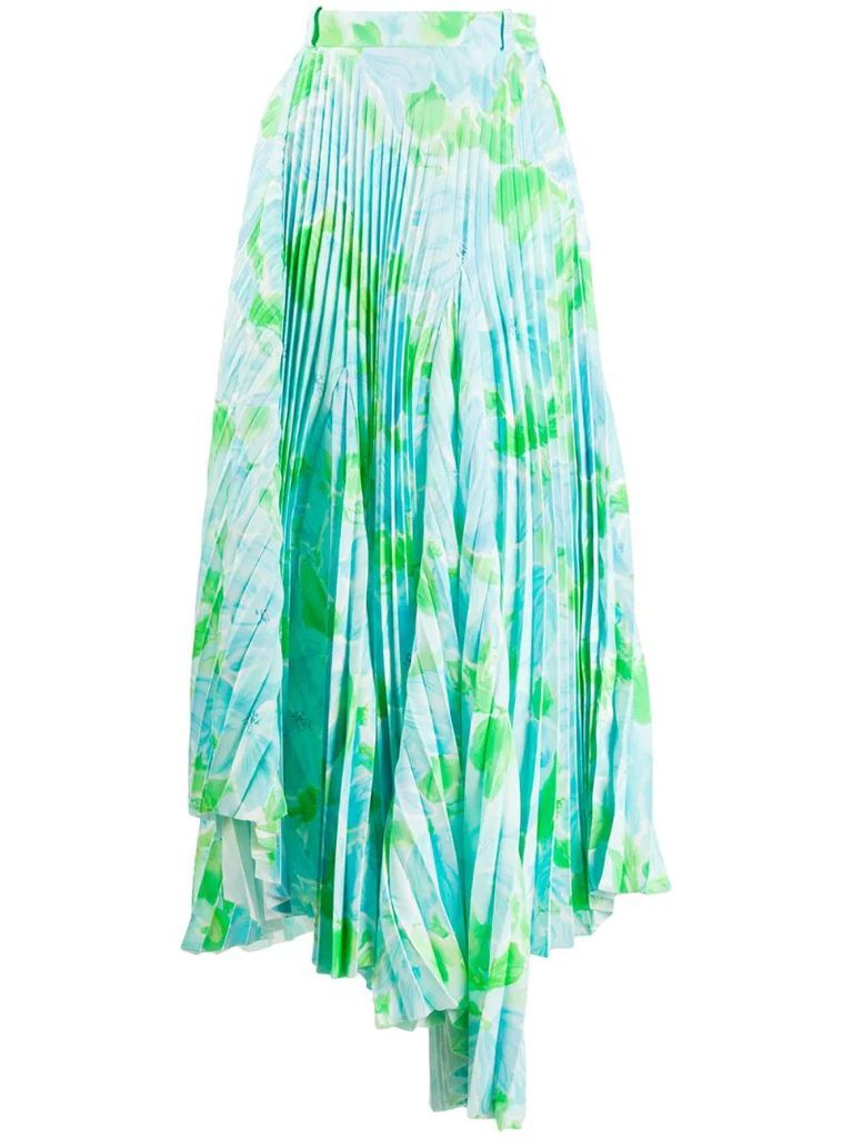 Dynasty floral-print pleated skirt