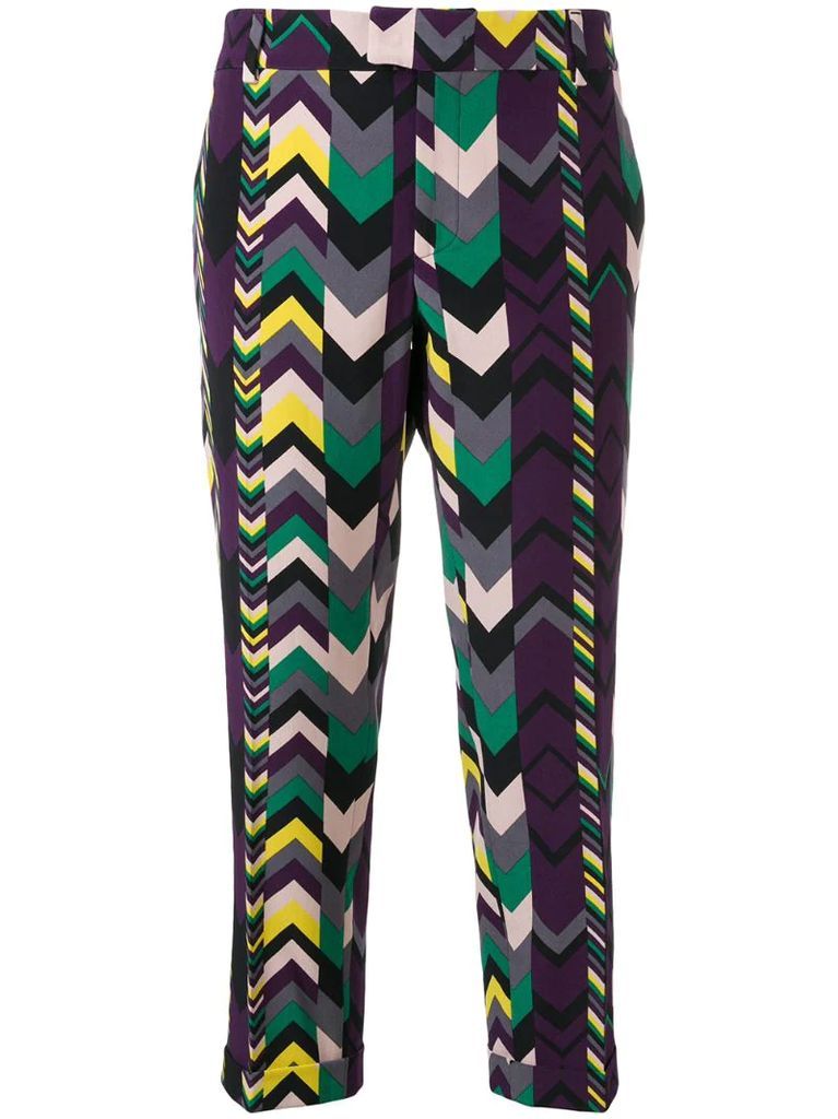 2000's geometric pattern cropped trousers