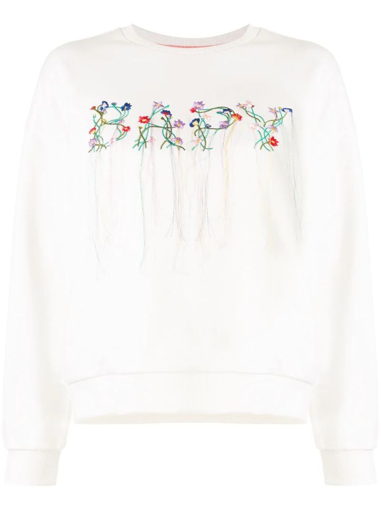 floral embroidered logo sweatshirt