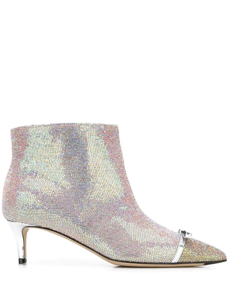 iridescent studded 55mm leather boots