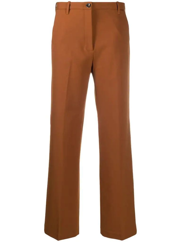 wide leg pressed trousers