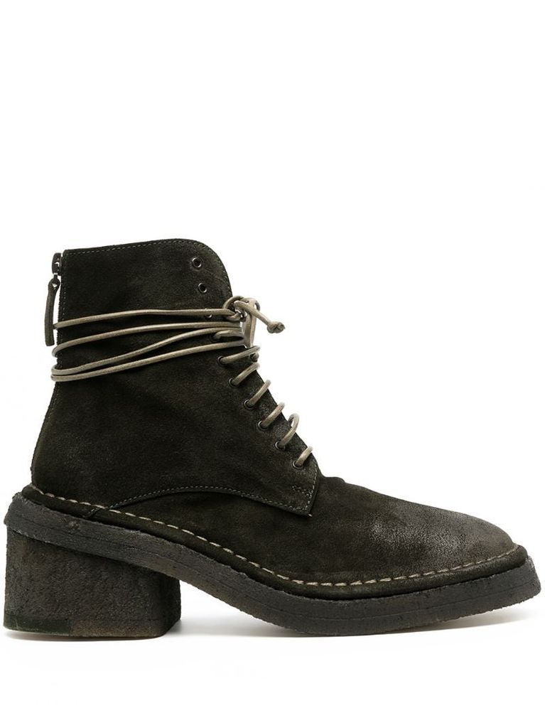 lace-up heeled suede boots