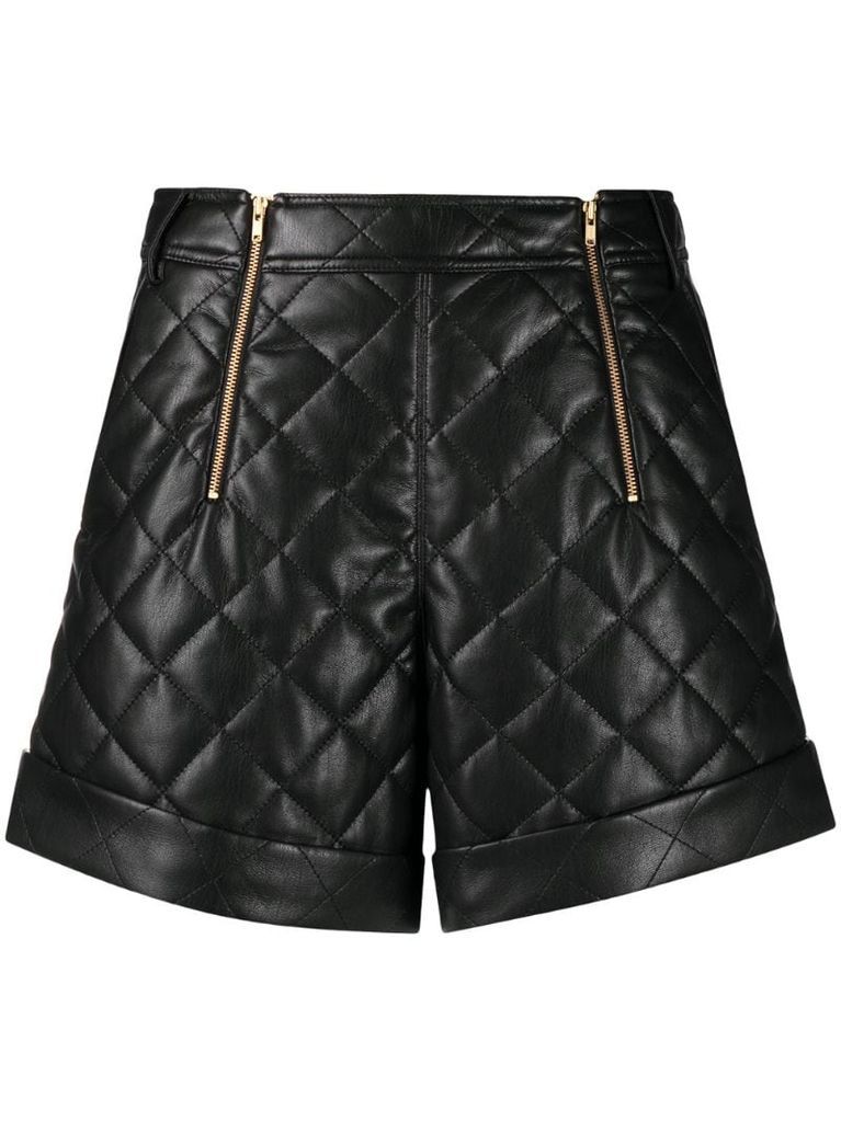 quilted zip-detail shorts