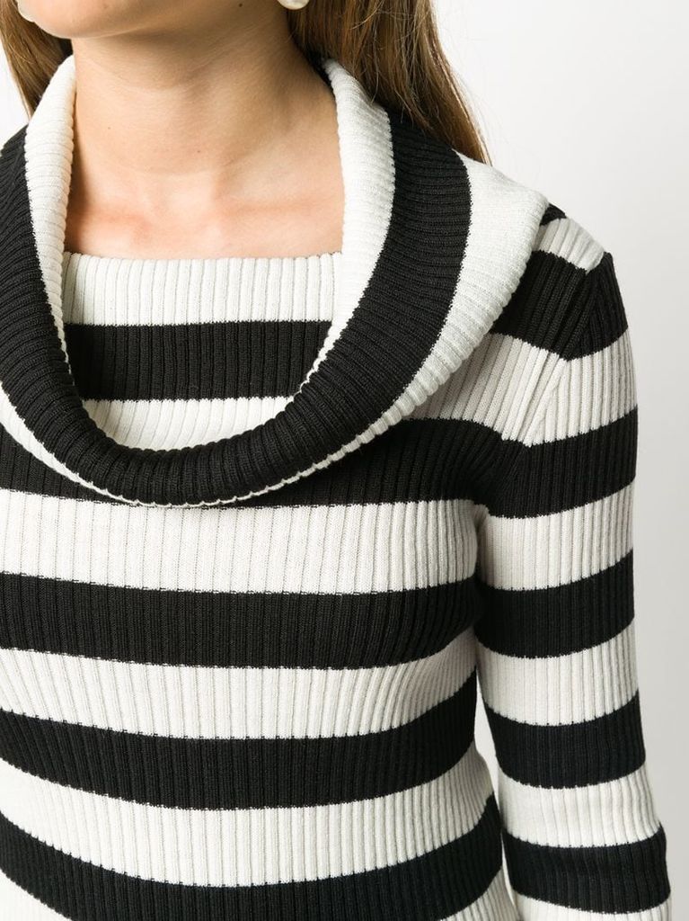 cowl-neck striped jumper