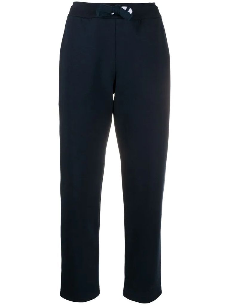 straight leg sweatpants in compact double knit cotton with 4-bar twill drawcord