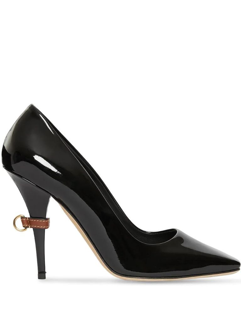 D-ring Detail Patent Leather Square-toe Pumps