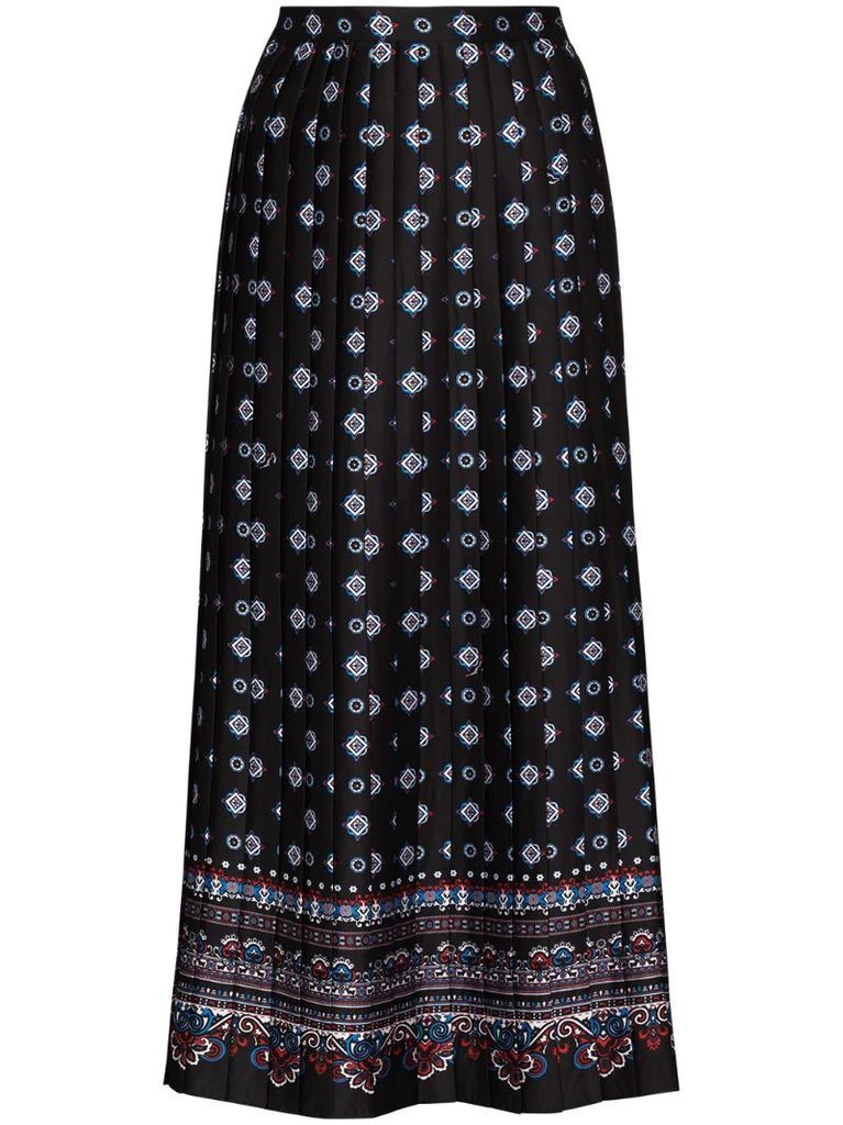 geometric print pleated skirt