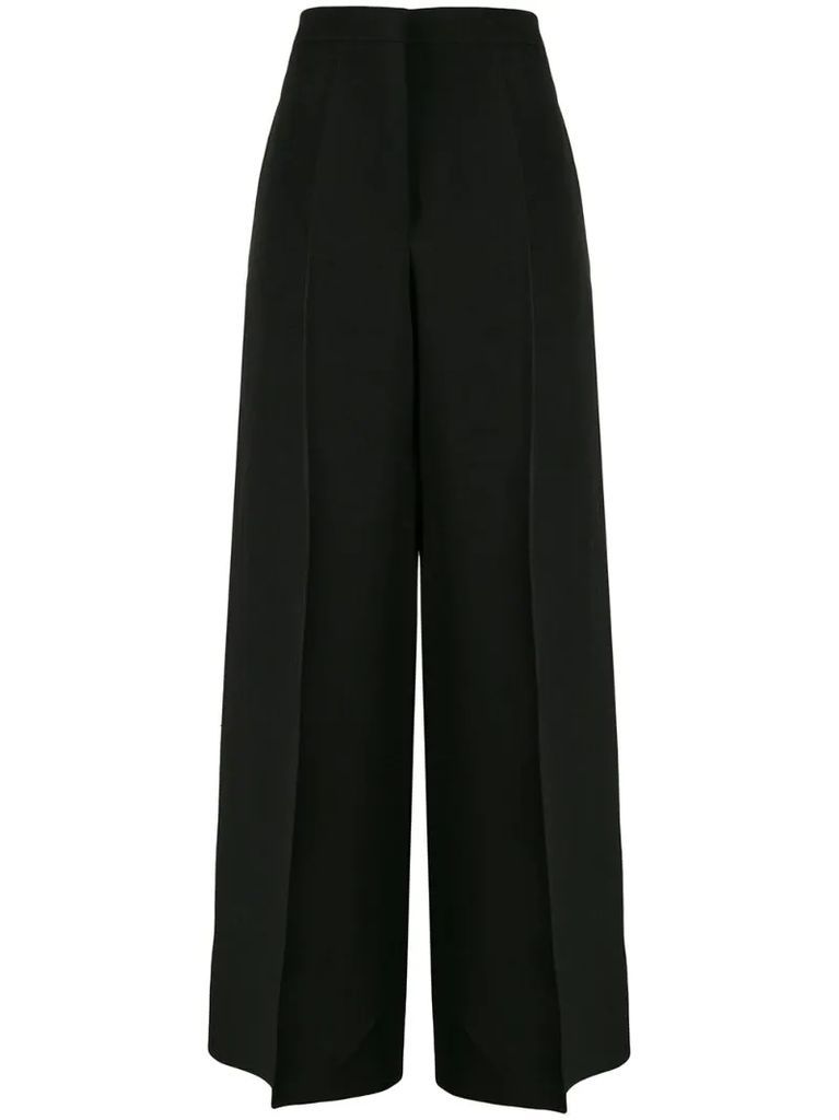 high-rise pressed wide-leg trousers