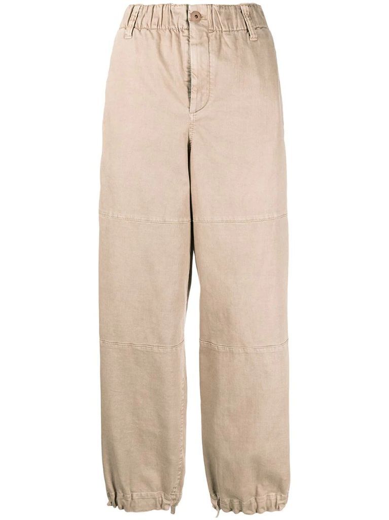 elasticated straight-leg trousers