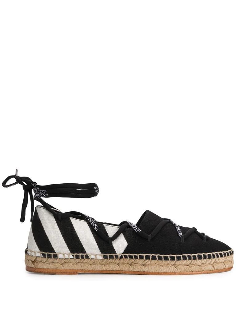 diagonal stripe tie espadrilles