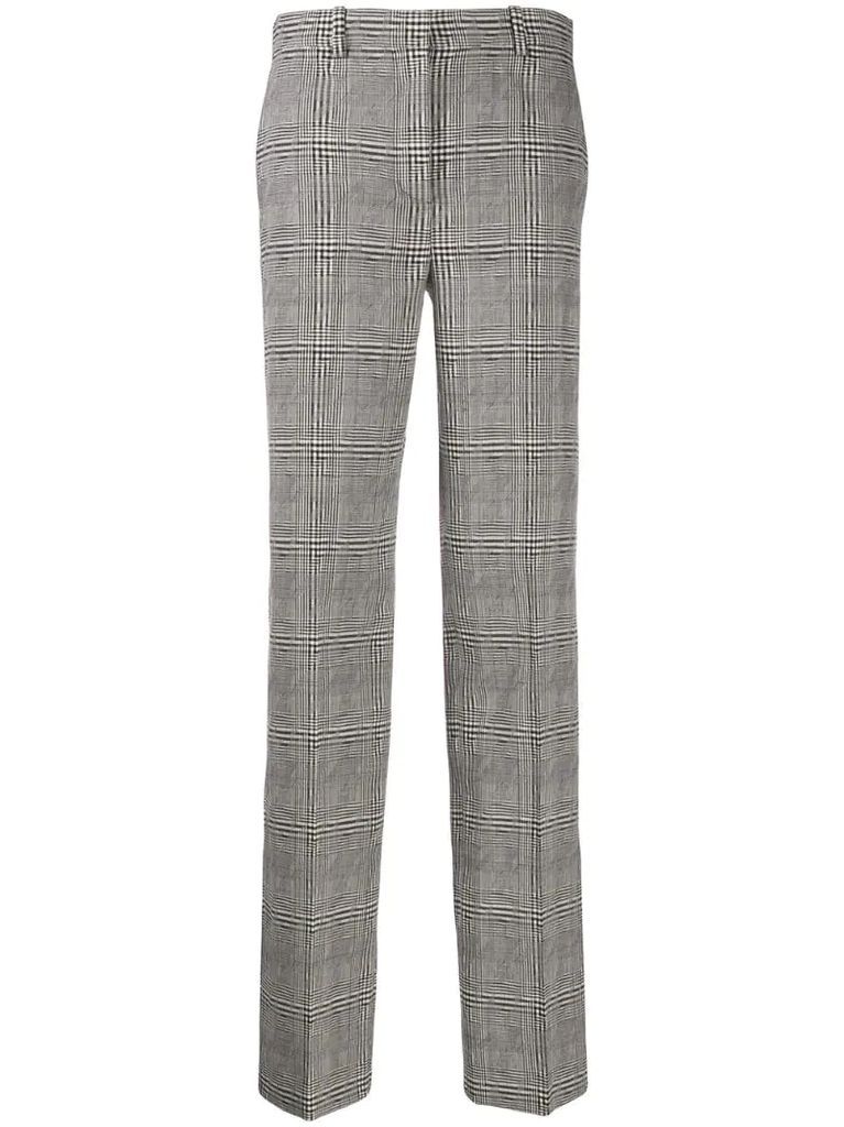 high-rise check trousers