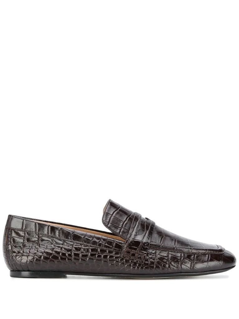croc-effect embossed loafers