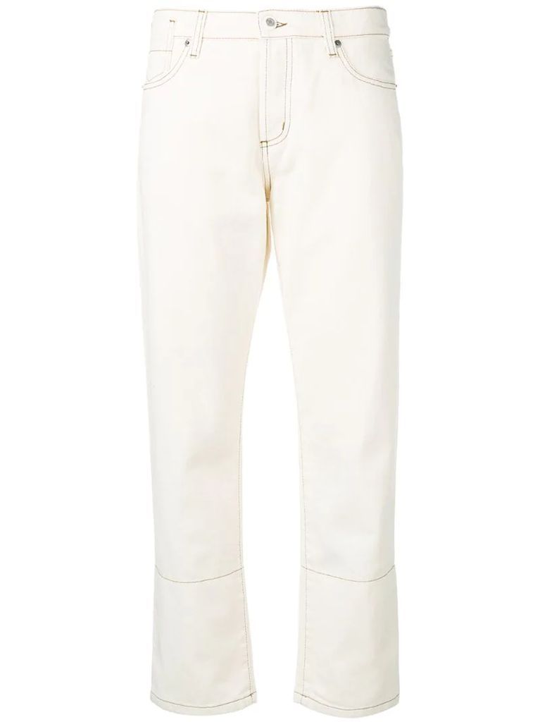 contrast stitched panel jeans