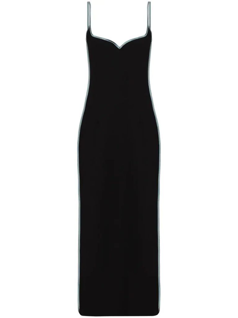contrast trim fitted maxi dress