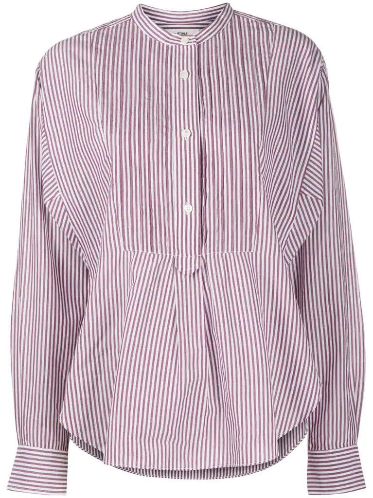 pleated-bib striped shirt