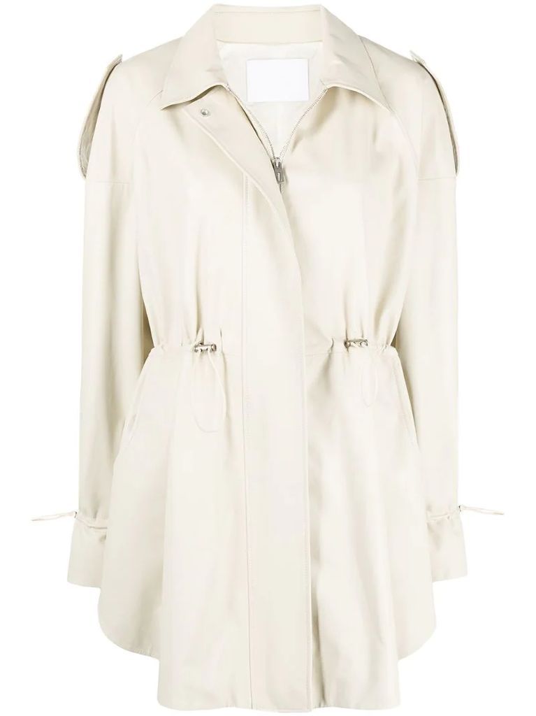 drawstring detail rain coat