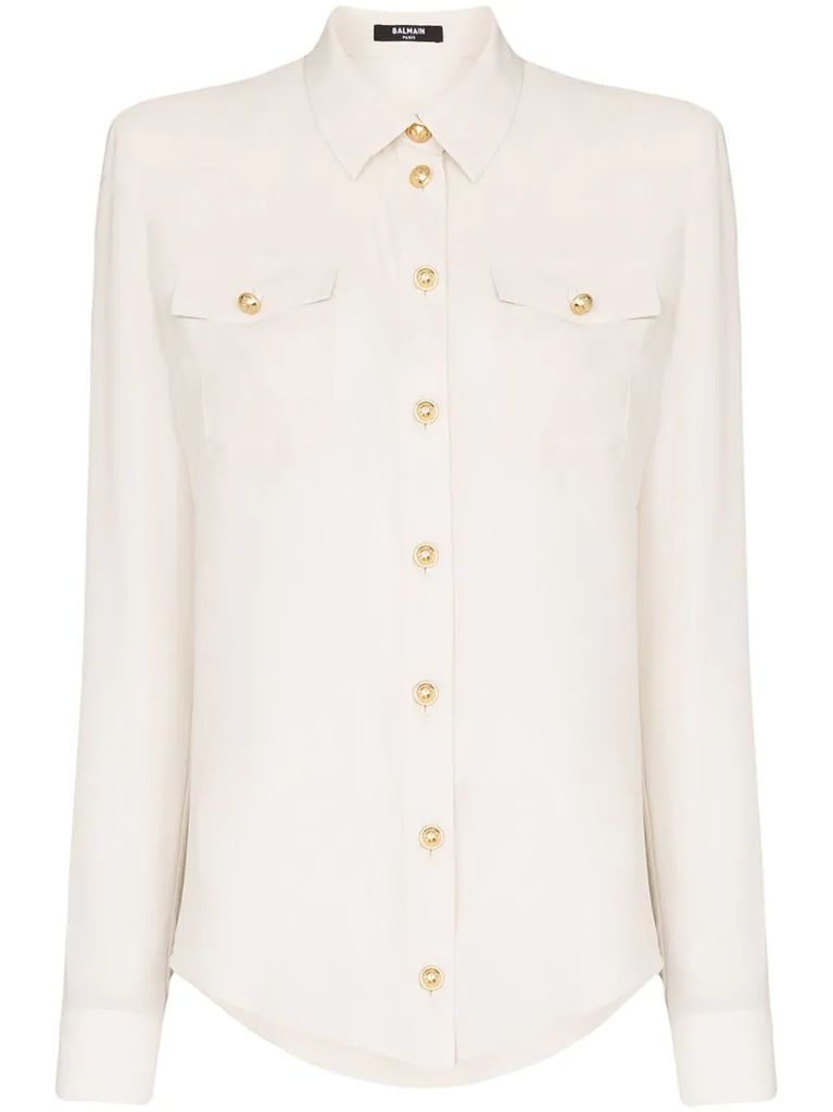 button-up long-sleeve blouse
