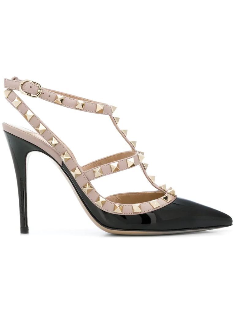 Rockstud ankle strap pumps